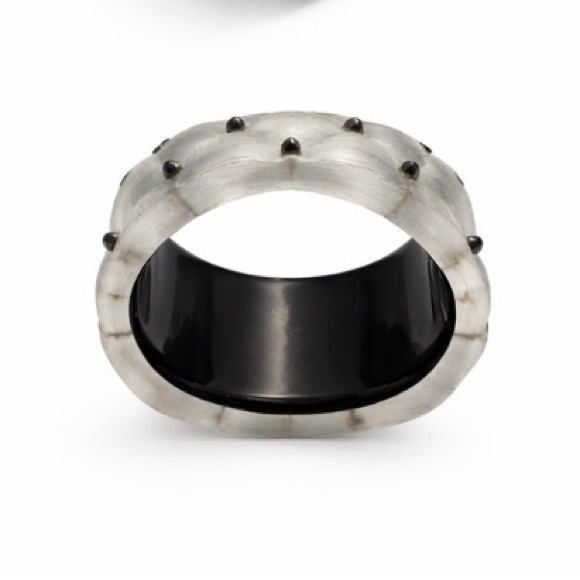 Alexis Bittar Frosted Lucite Studded Quilted Hinged Cuff Bracelet - Picture 4 of 7